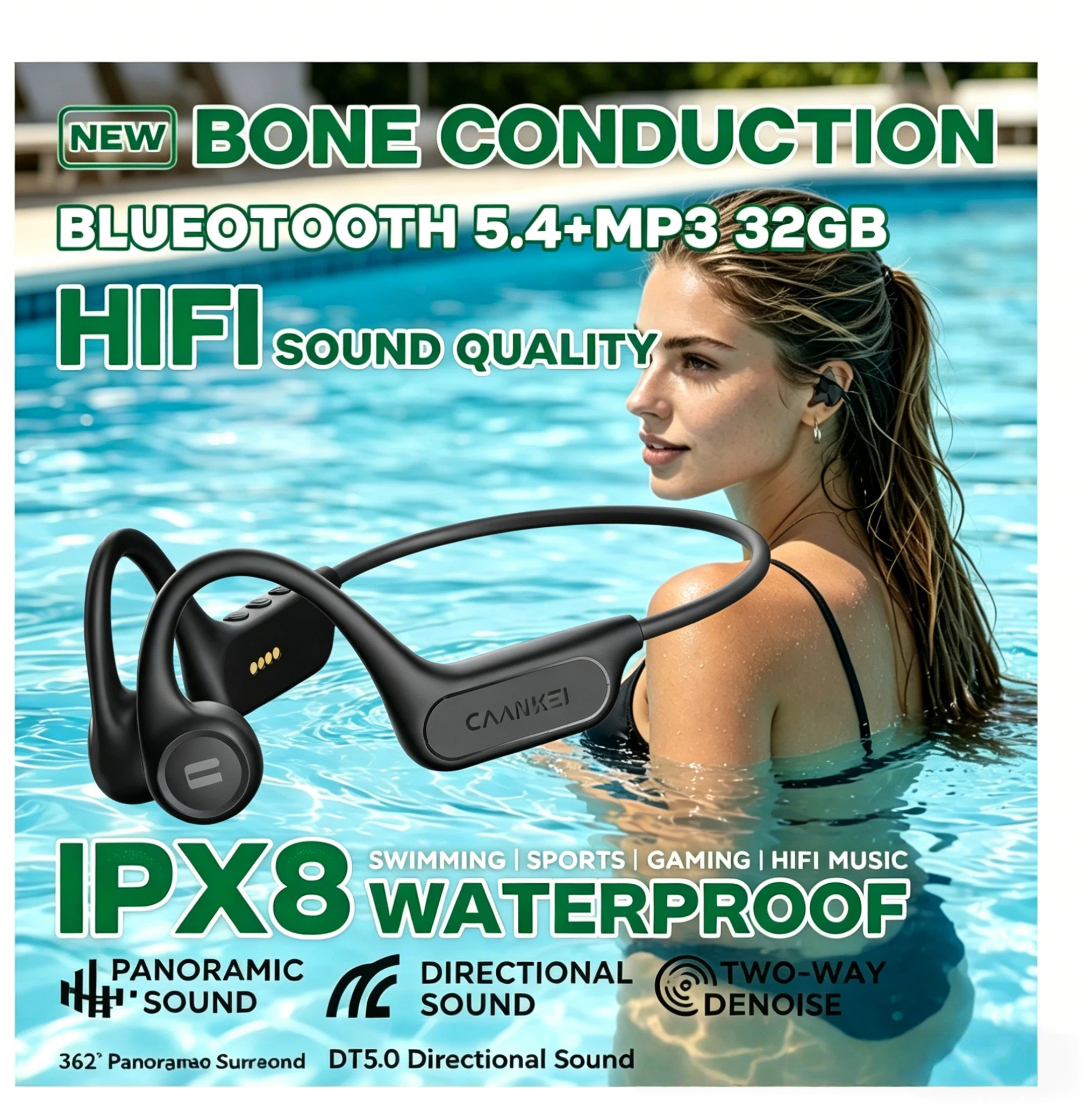 Wired Earphone Mic - Bone Conduction Headphones Bluetooth 5.4 IPX8