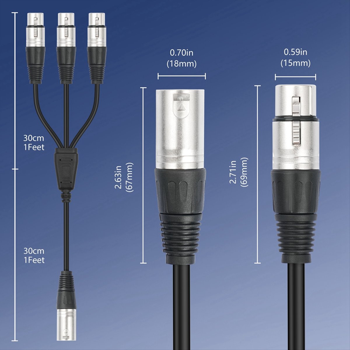 (PQWN) 3Pin XLR Male to 3 Fema – обзор и цена Audio Splitter Y