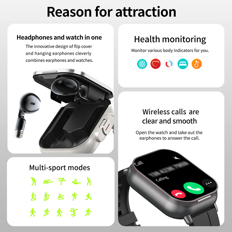 New TWS 2 in 1 Smart Watch wit – обзор и цена Earbuds Charging Case